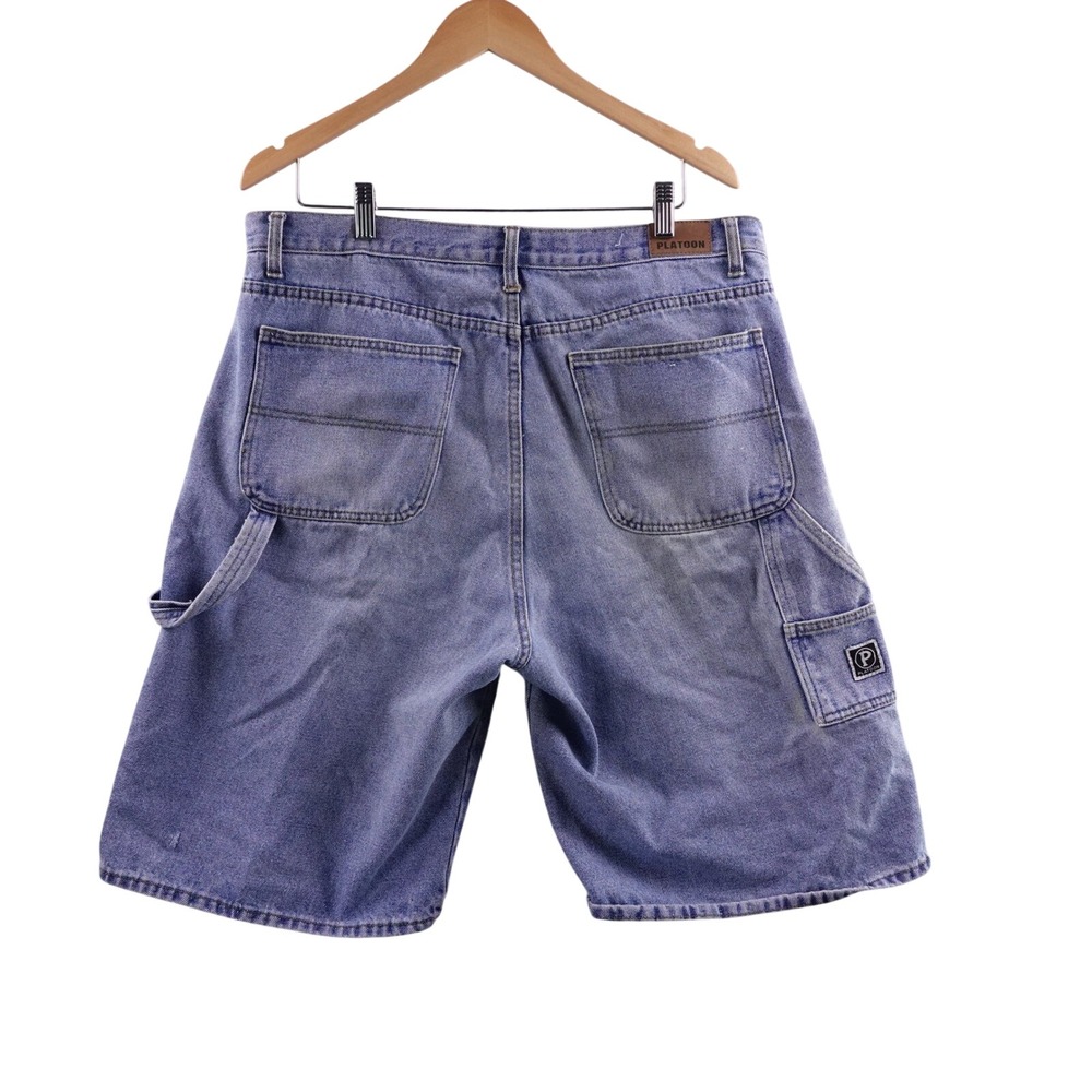 Platoon Jeans Mens Size 38 Relaxed Fit‎ Denim Carpenter Shorts Blue Y2K Baggy